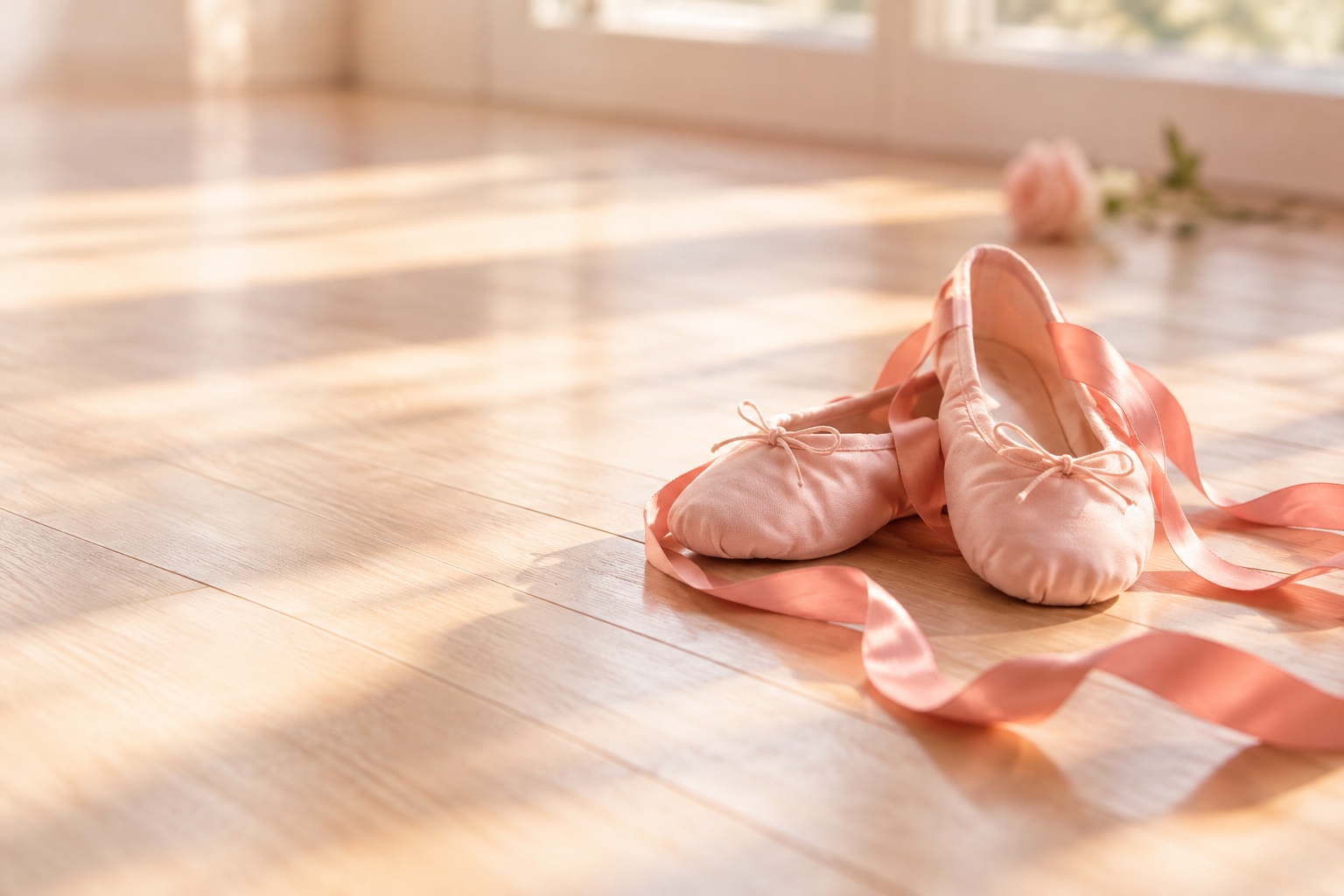 Blush ballet slippers in soft studio light, an illustrative image